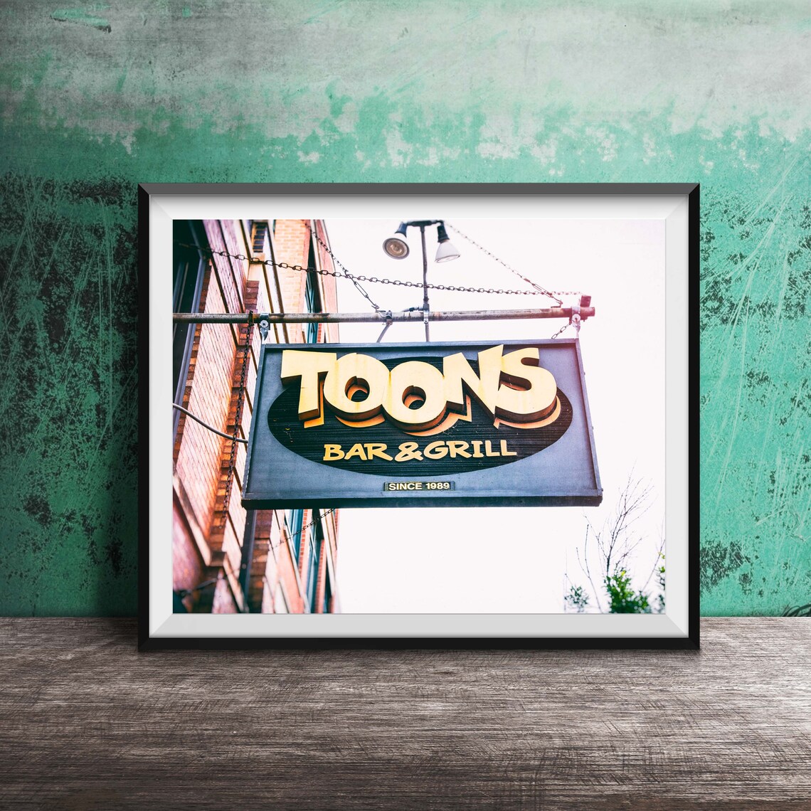Toons Bar & Grill Chicago Hanging Sign Since 1989 Lakeview Poster