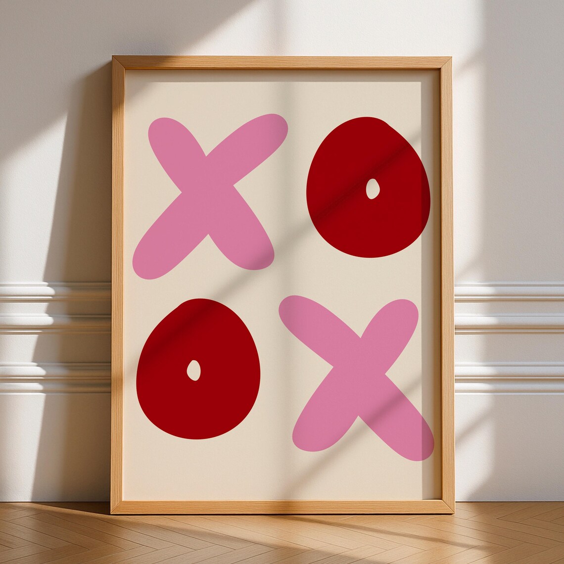 Xoxo Retro Poster, Pink Red Funky Art Print