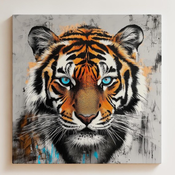 Tiger Blue Eye, Modern Wildlife Poster