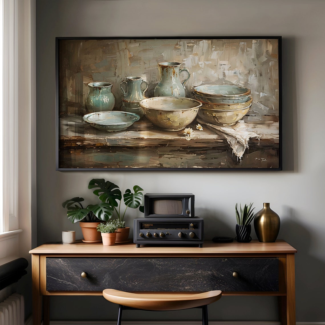 Rustic Kitchen Pottery Still Life Vintage Ceramic Bowl Painting Poster - Image 6