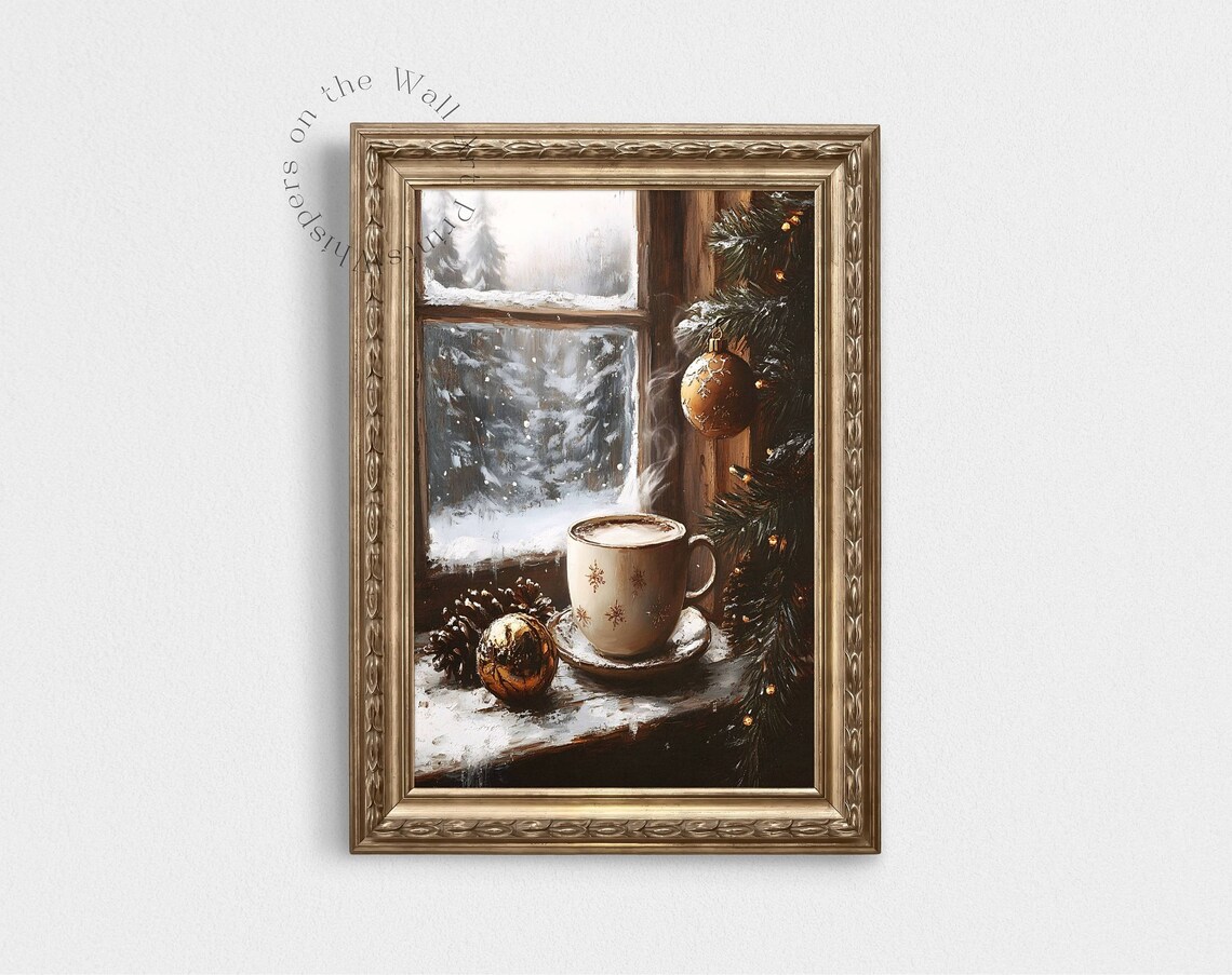Christmas Hot Chocolate Cozy Winter Cottagecore Art Print - Image 3