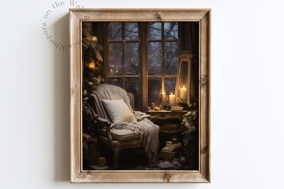 Christmas Wall Decor Winter Holiday Decor Moody Christmas Eve Print Cozy Cottagecore Print Xmas Wall Art Nostalgia Print