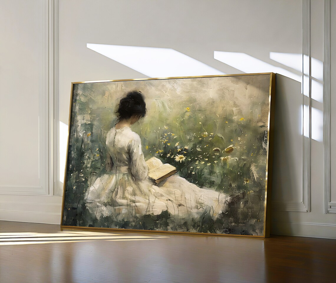 Victorian Woman Reading Art Print, Light Academia - Image 6