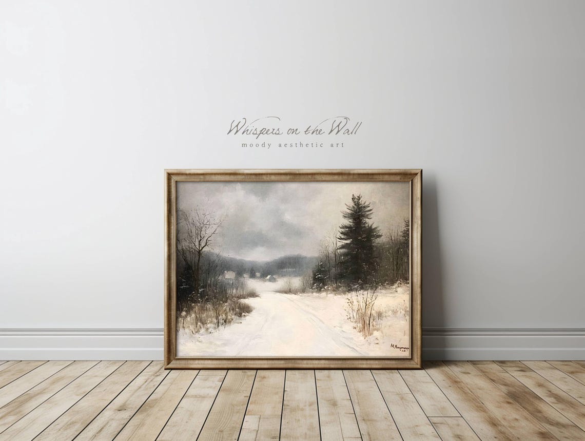 Snowy Winter Path Through Bare Trees Vintage Landscape Poster - Image 6