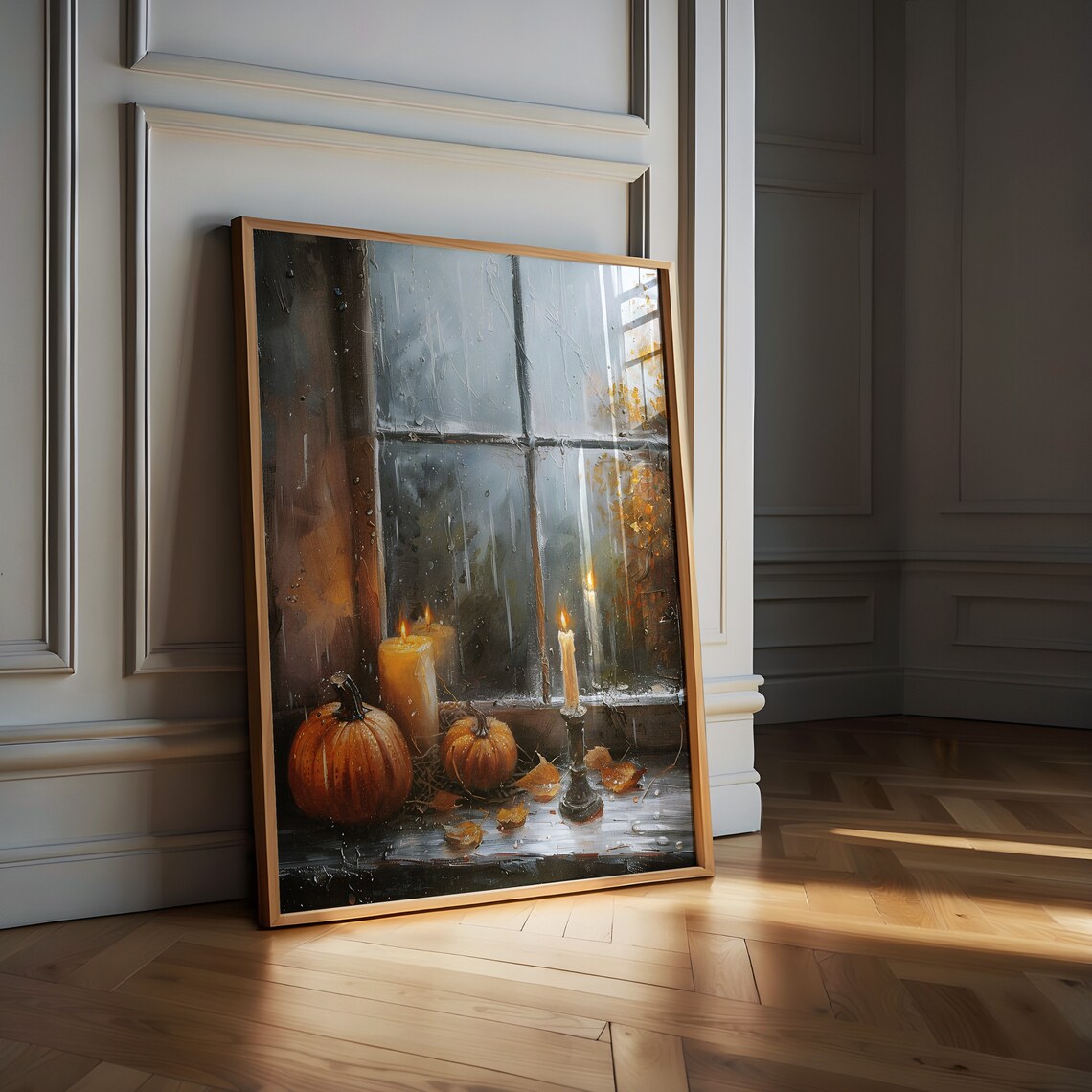 Pumpkin Wall Art, Neutral Autumn Oil Painting Print - Image 3