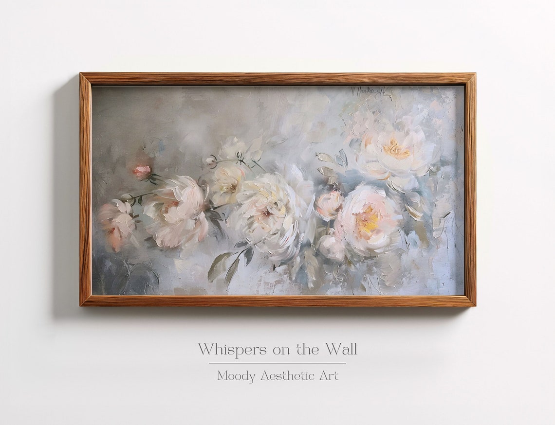 Blush Pink Roses Impressionistic Floral Painting Vintage Style Poster - Image 4