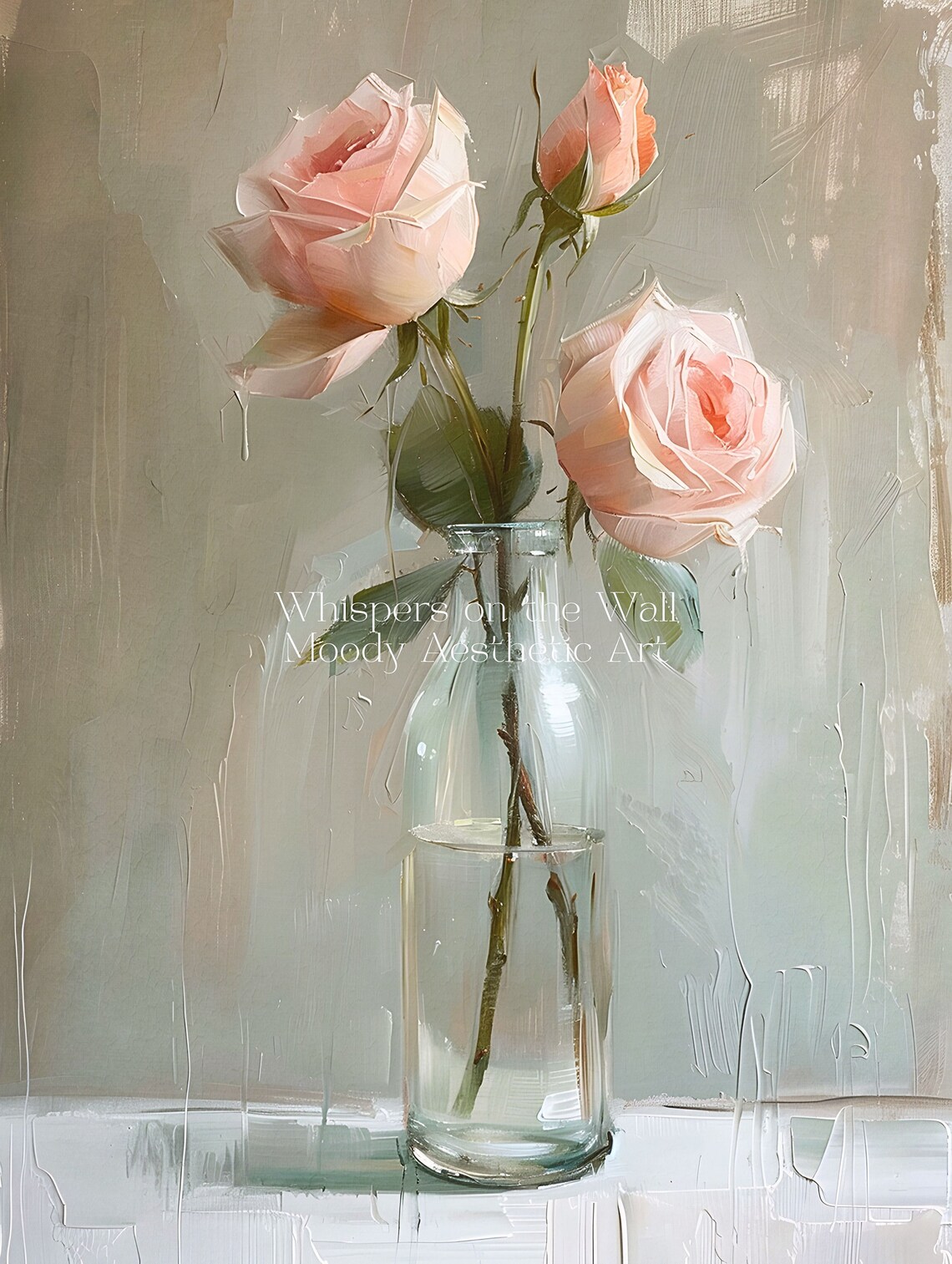 Moody Roses Painting Muted Spring Print Floral Wall Art Coquette Decor Flower Art - Image 5