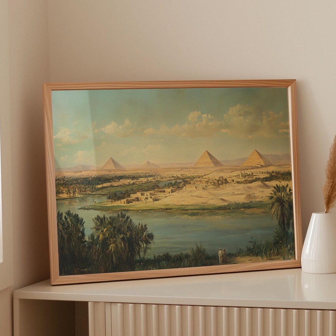 Ancient Egypt Landscape, Nile River and Pyramid View Art Print - Image 5