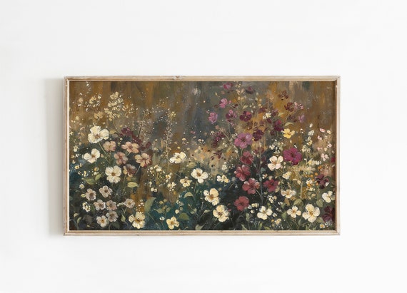 Fall Frame Tv Art Floral Spring Wildflowers Moody Decor