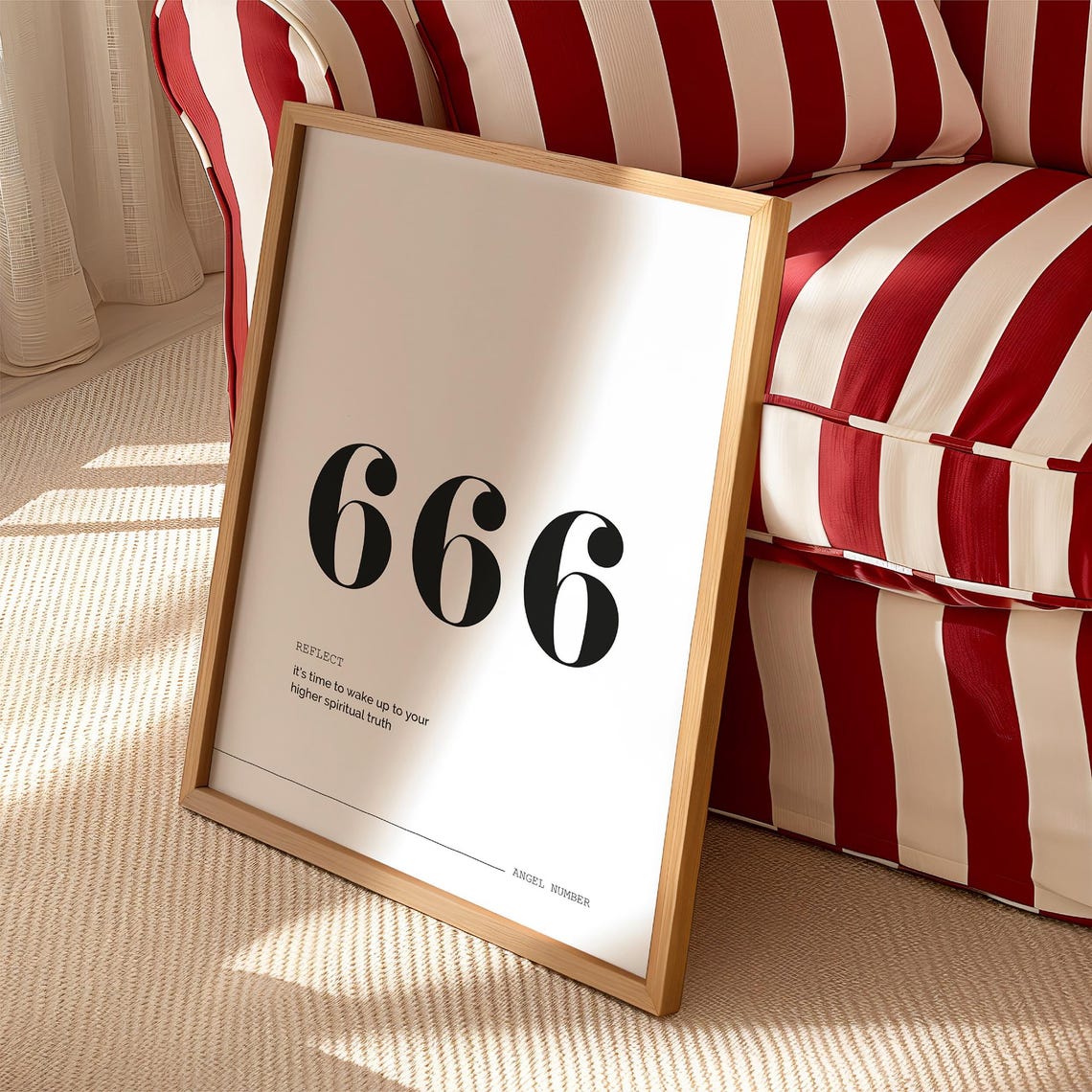 666 Angel Number Reflect Minimalist Spiritual Affirmation Quote Print