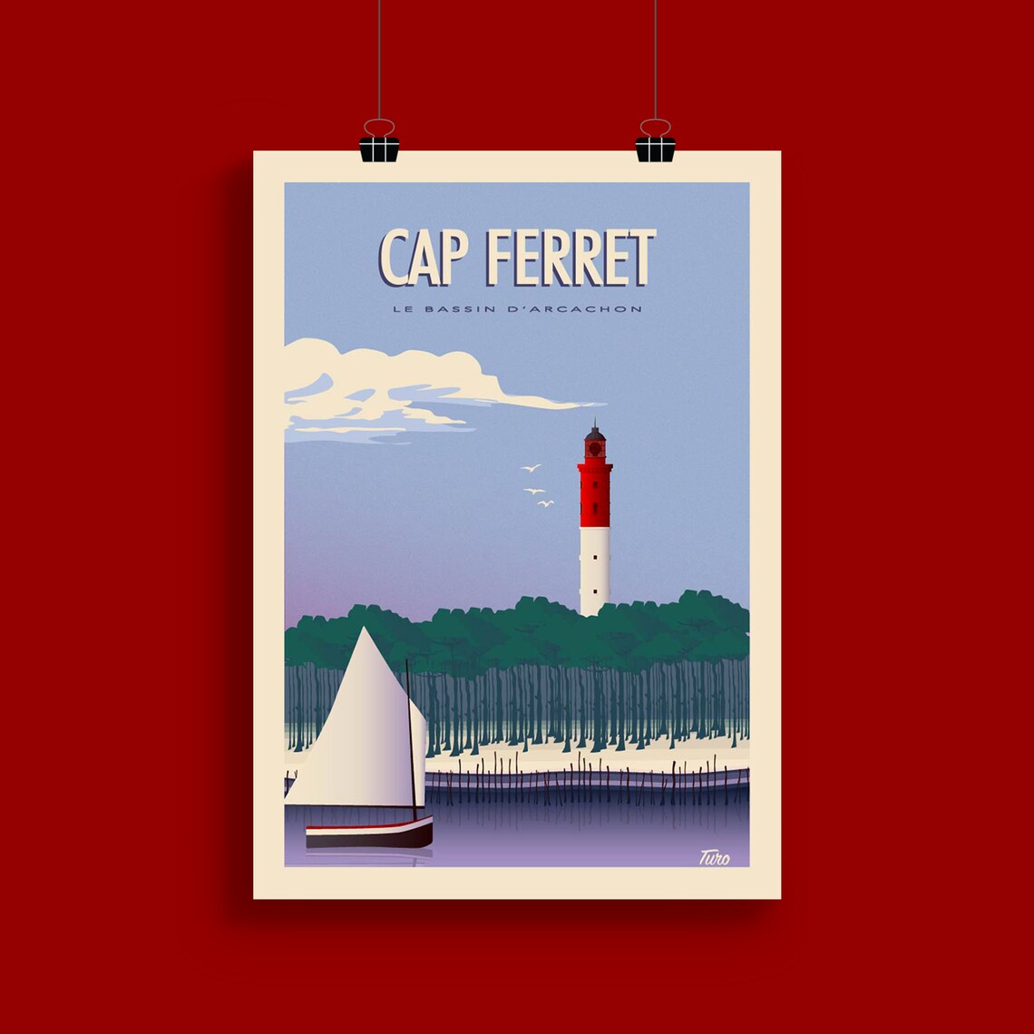 Cap Ferret Vintage Travel Poster, Southwest France