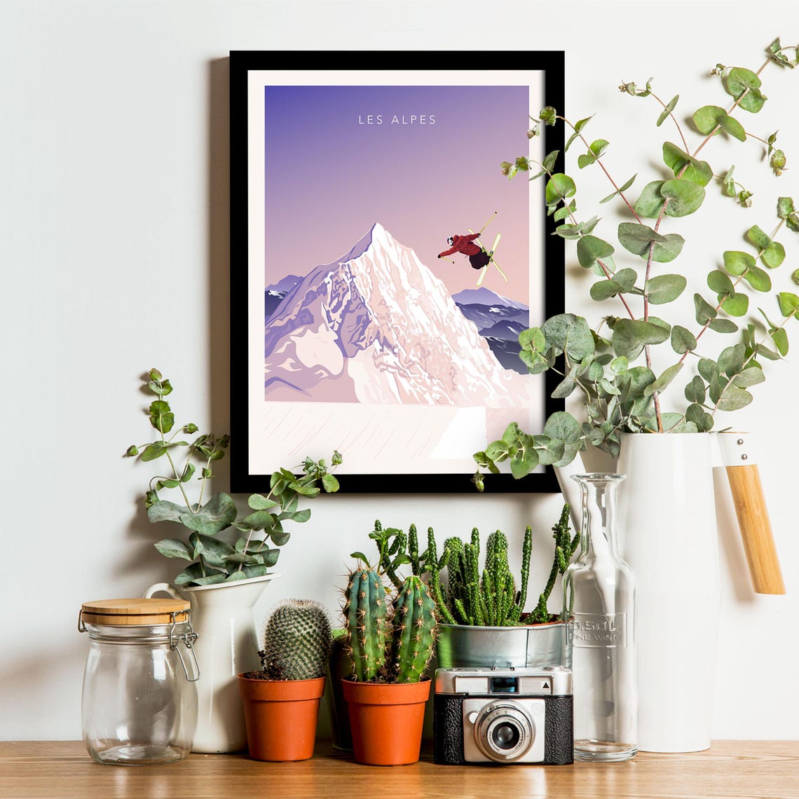 The Alps Travel Poster Ski Chairlift Travel Poster Vintage Poster Mountains Winter Sports - Image 3