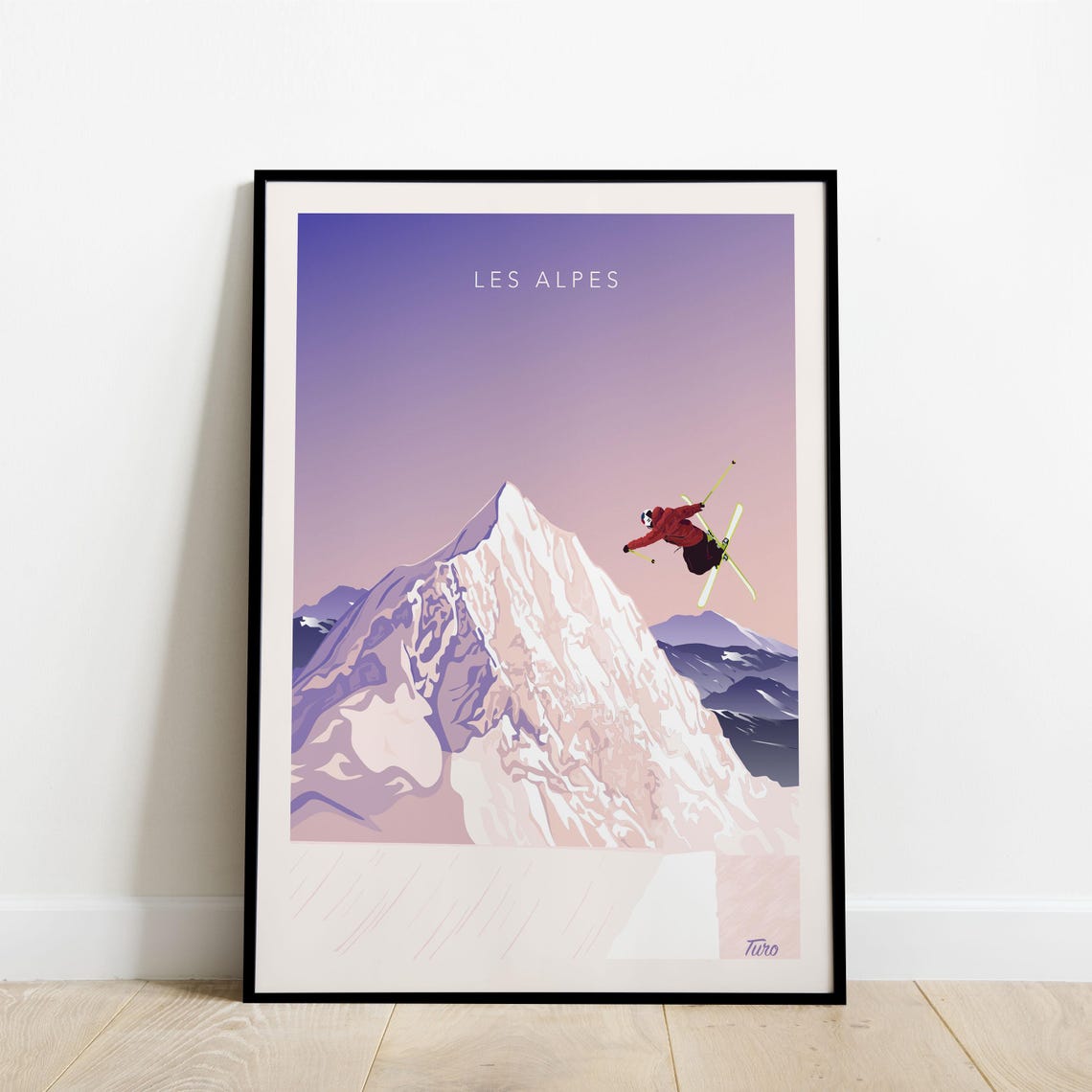 The Alps Travel Poster Ski Chairlift Travel Poster Vintage Poster Mountains Winter Sports