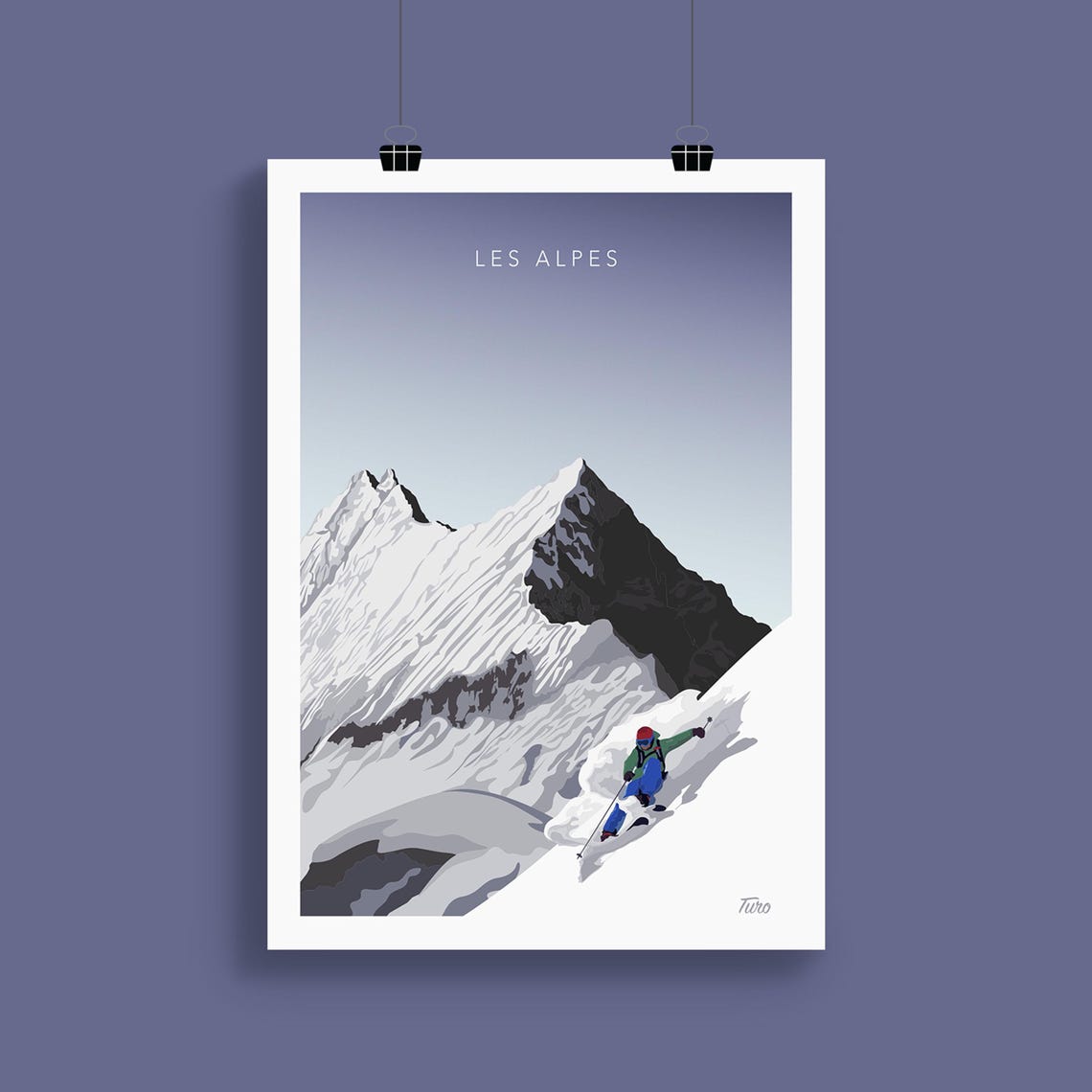The Alps Travel Poster Ski Chairlift Travel Poster Vintage Poster Mountains Winter Sports - Image 2