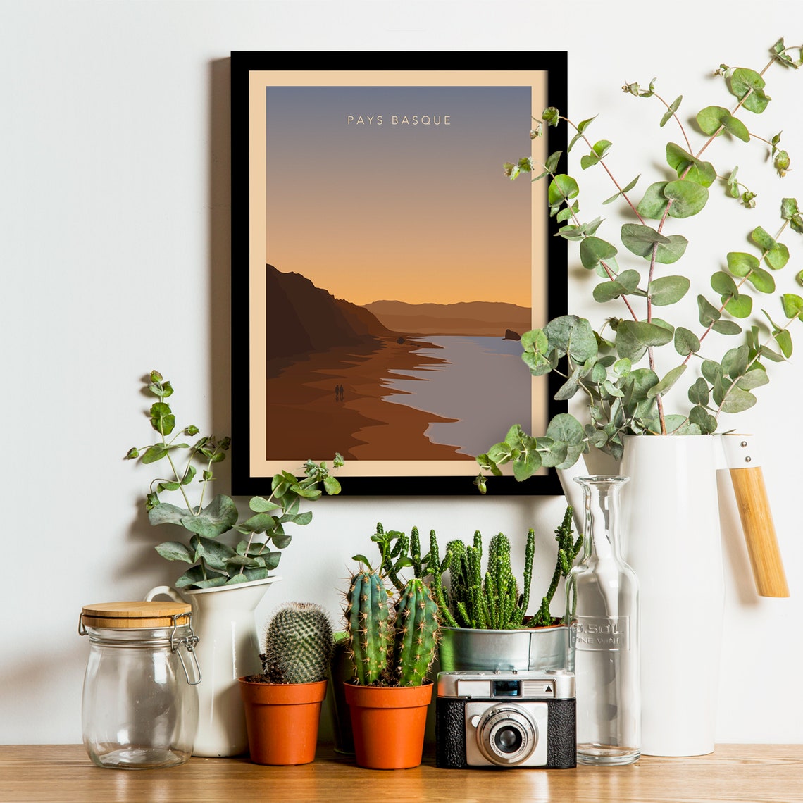 Basque Country La Corniche Sunset Beach France Retro Travel Poster - Image 3