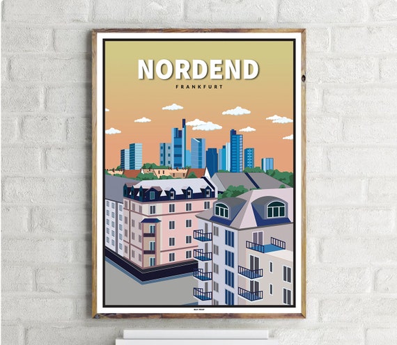 Frankfurt Nordend Vintage Travel Poster
