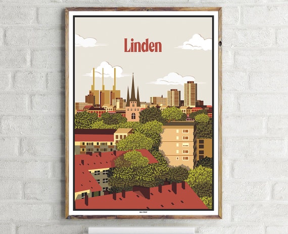 Hanover Linden Vintage Travel Poster