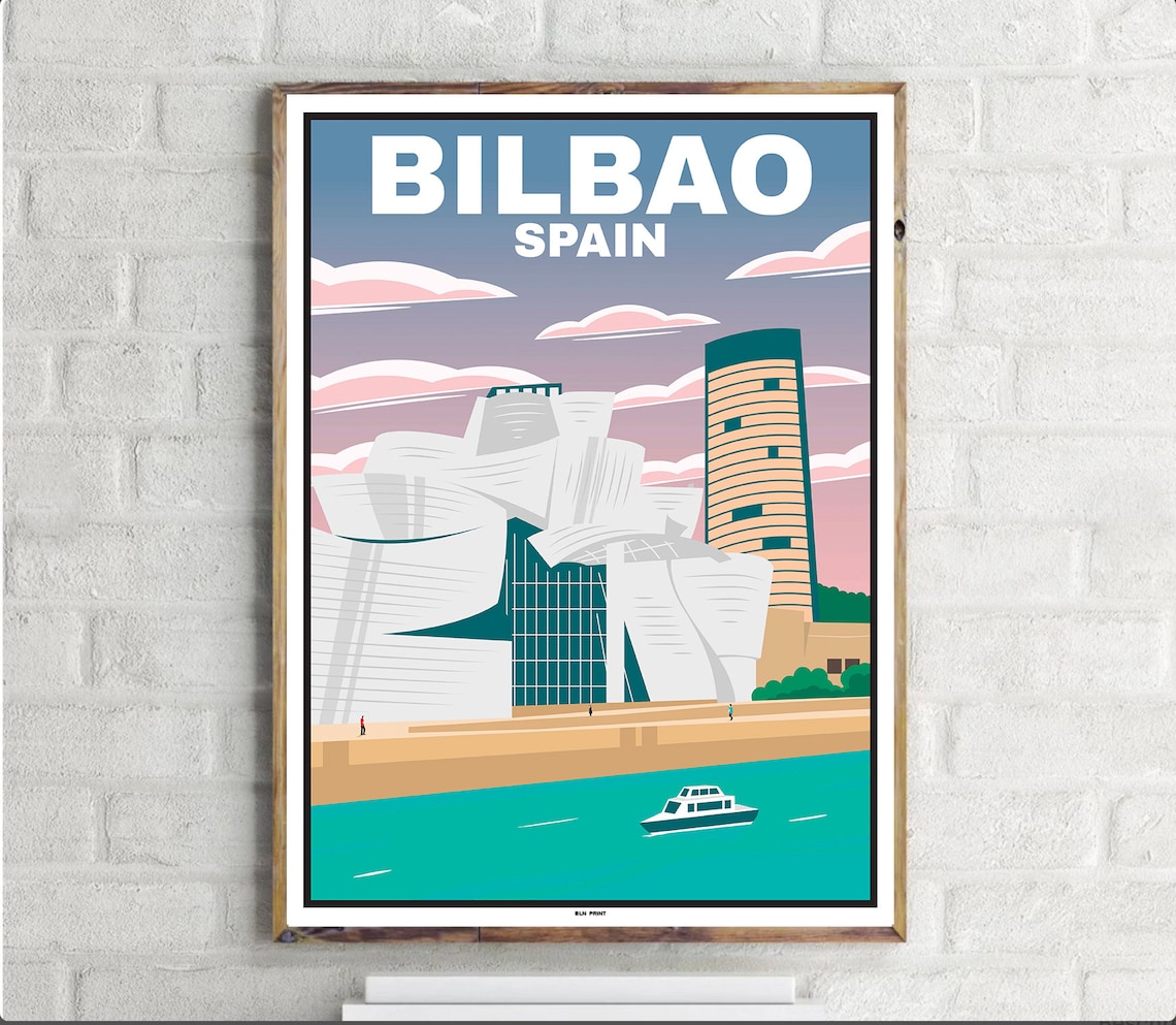 Guggenheim Museum Bilbao Vintage Travel Poster