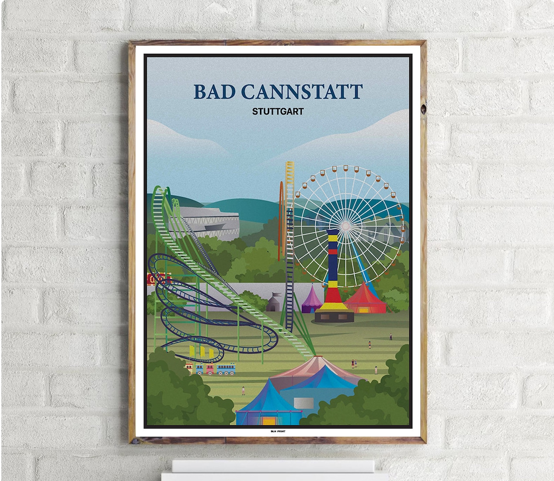 Stuttgartbad Cannstatt Vintage Travel Poster