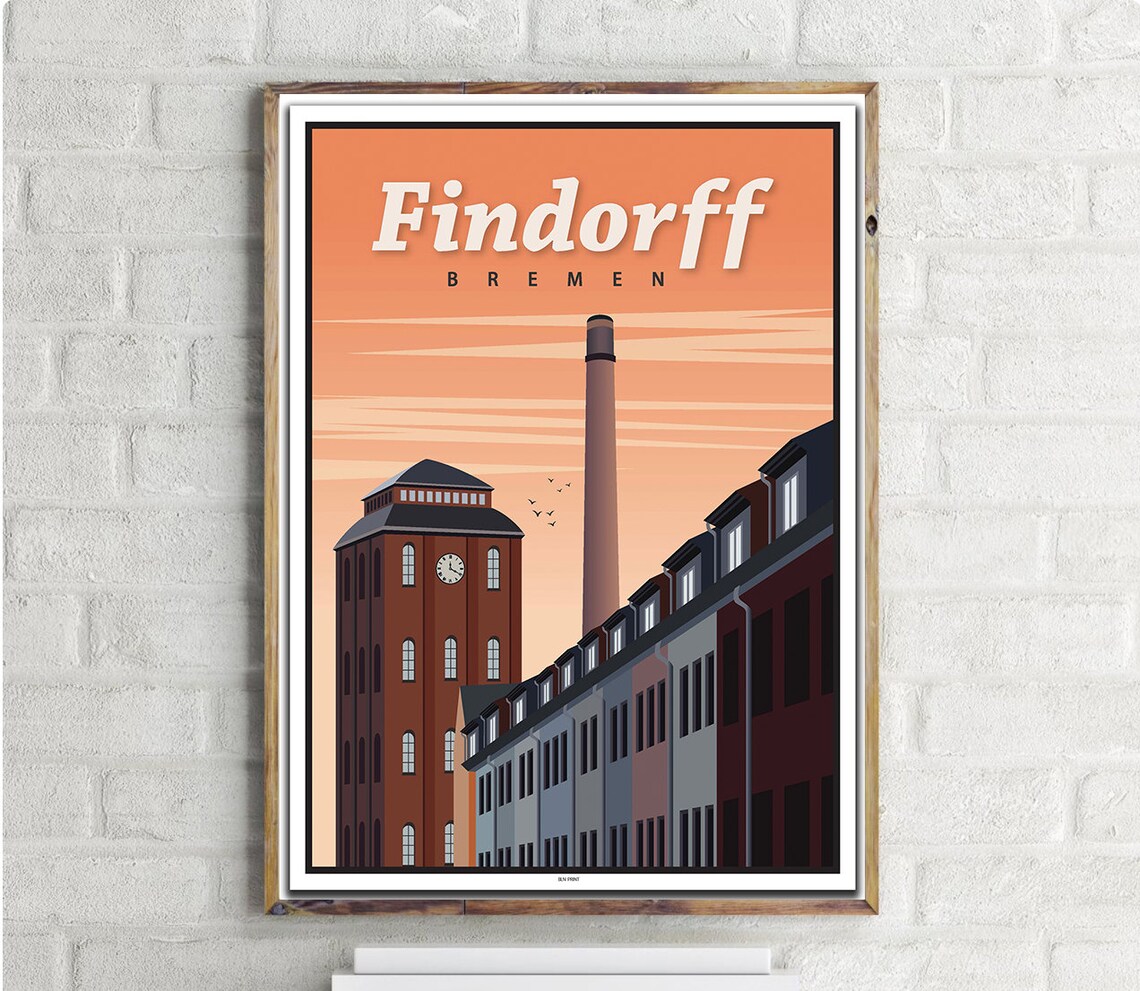 Bremen Findorff Vintage Travel Poster Art Print