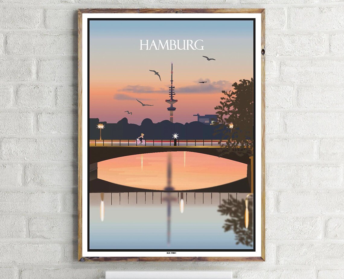 Alster Vintage Travel Poster, City Travel Poster