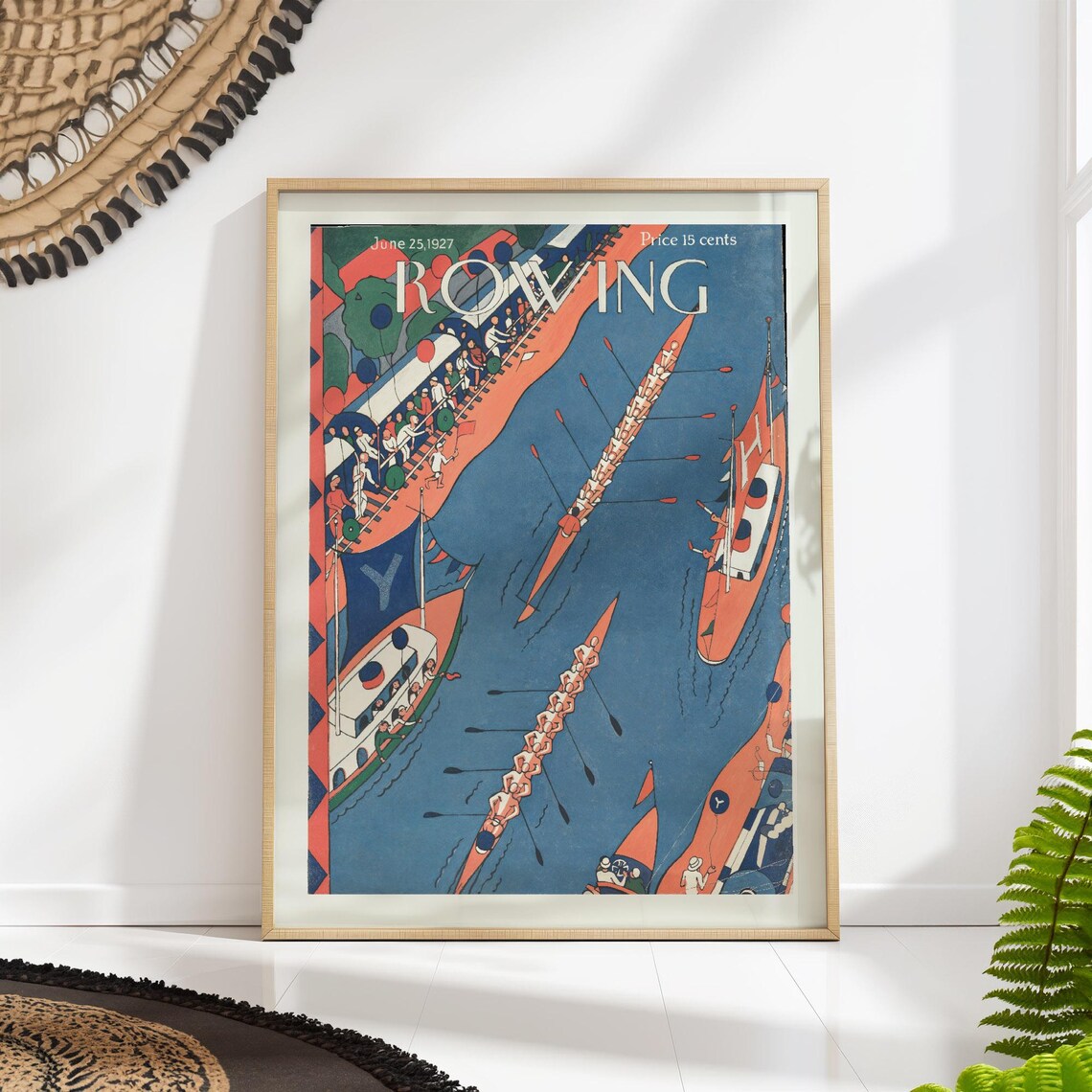 Vintage Rowing, Mid Century Sports Art Print