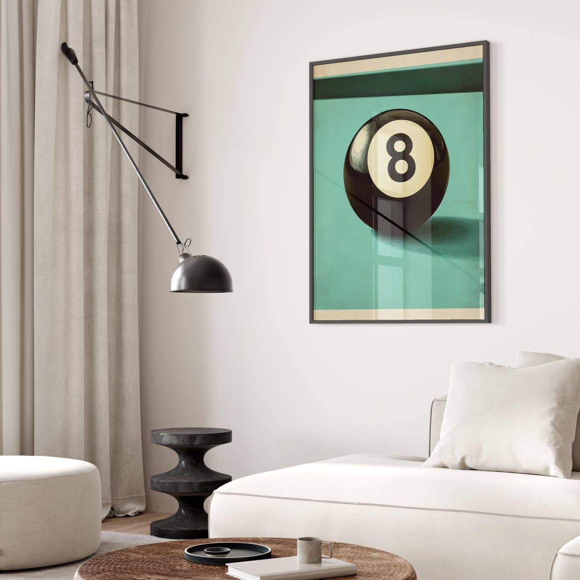 Mid Century Modern 8 Ball Pool Hall Vintage Billiards Wall Poster - Image 2