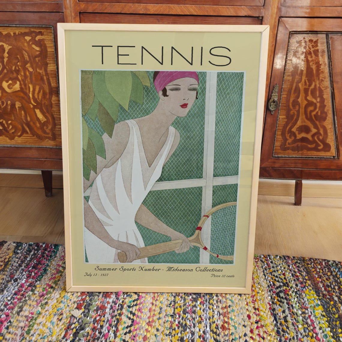 Tennis July 1927 Summer Sports Art Deco Magazine Cover Poster - Image 3