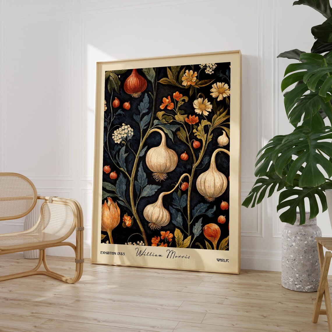 Garlic Kitchen Print, William Morris Botanical Art