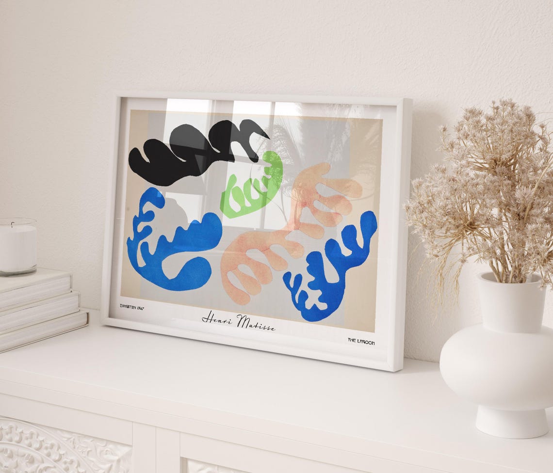 Henri Matisse The Lagoon 1947 Abstract Seaweed Blue Pink Art Poster - Image 2
