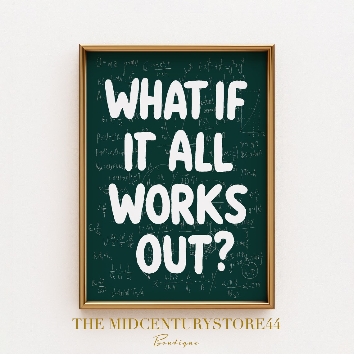 What If It All Works Out Chalkboard Equation Optimist Quote Poster - Image 2