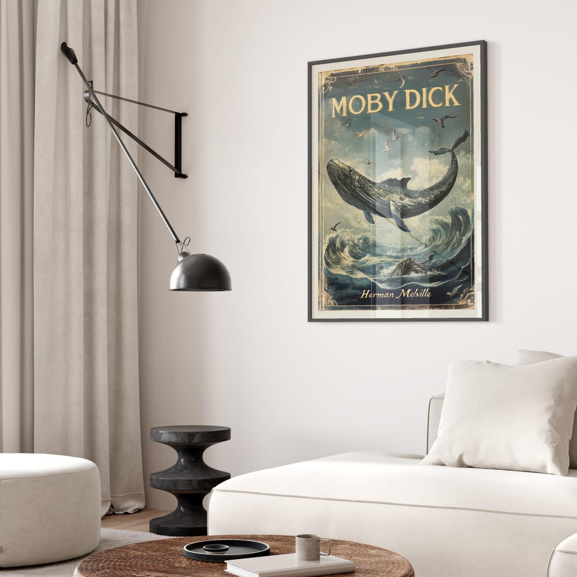 Moby Dick Whale Vintage Book Cover Herman Melville Art Poster - Image 2