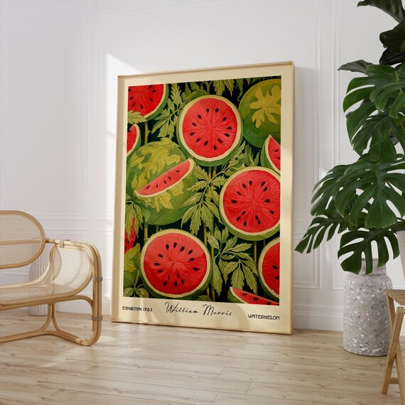Watermelon Kitchen Print William Morris Botanical Wall Art Fruit Decor Printed On Luxury Paper