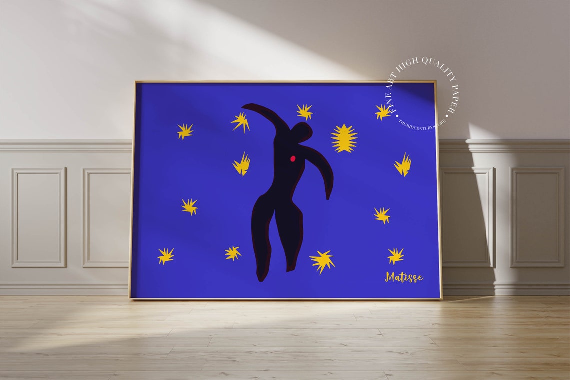 Henri Matisse Icarus 1947 Dark Silhouette Among Yellow Stars Poster