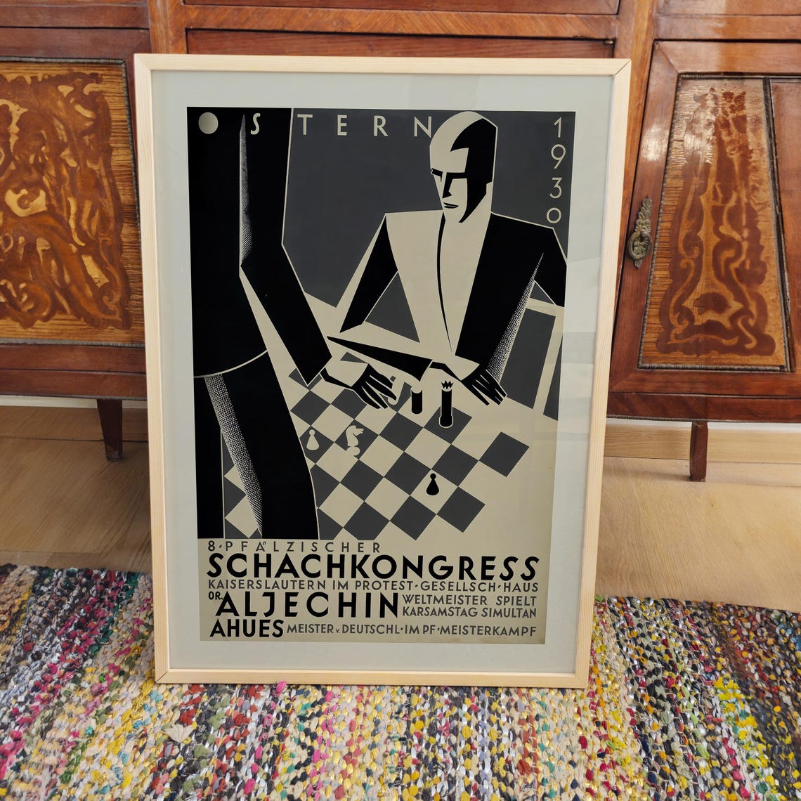 1930 Stern Chess Tournament Schachkongress Art Deco Wall Poster - Image 3