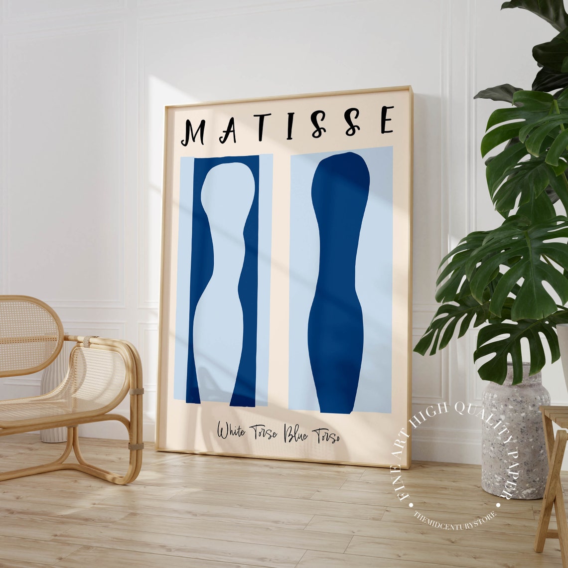 Henri Matisse Print Blue Abstract Poster White Torse Blue Torso Mid Century Modern Wall Art