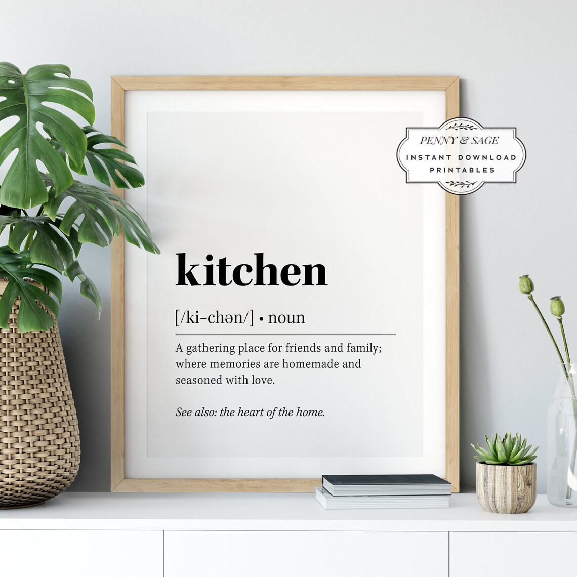 Kitchen Definition Quote Art Print, Black And White - Image 3