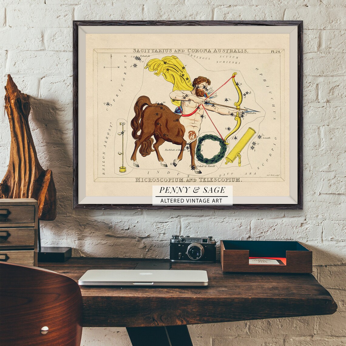 Sagittarius Antique Constellation Star Chart Archer Celestial Art Poster - Image 2