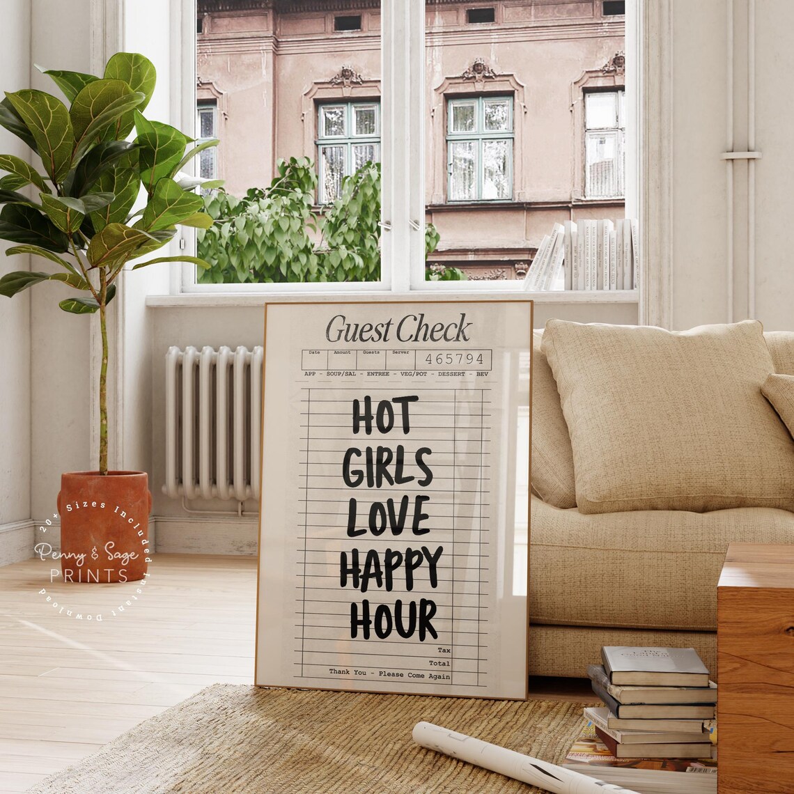 Hot Girls Love Happy Hour Funny Guest Check Style Bar Quote Poster
