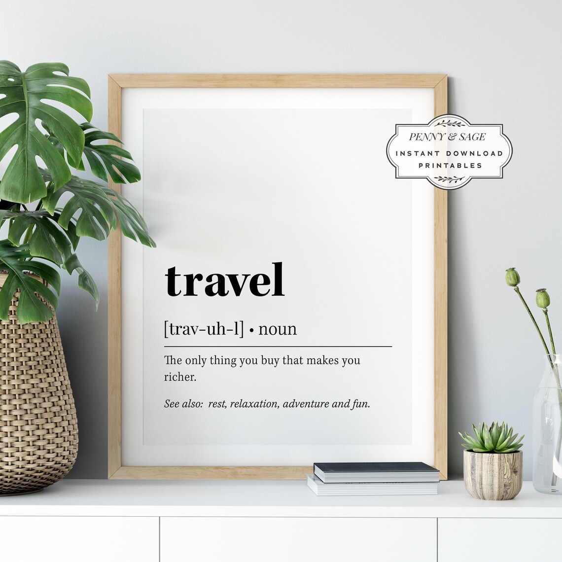Travel Definition Inspirational Quote Wanderlust Dictionary Poster