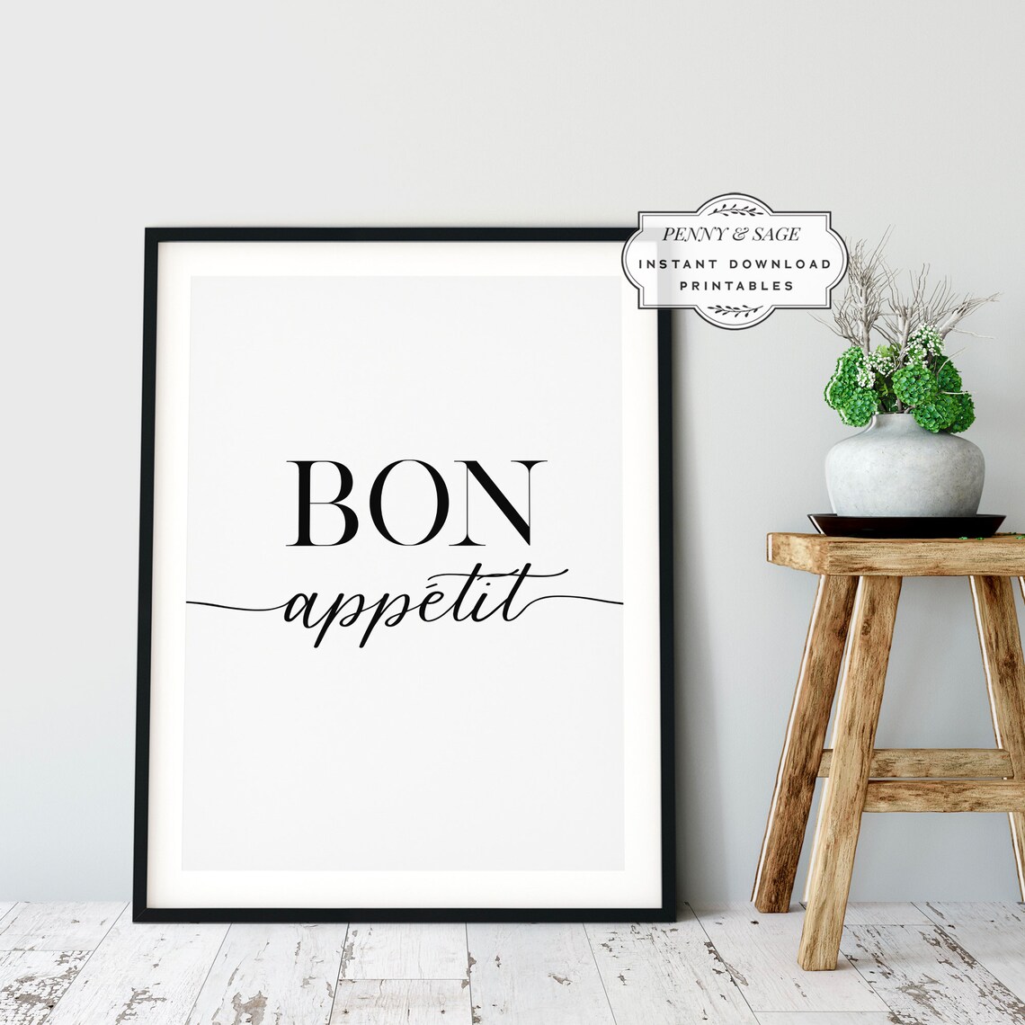 Elegant Bon Appetit French Kitchen Dining Room Typography Poster