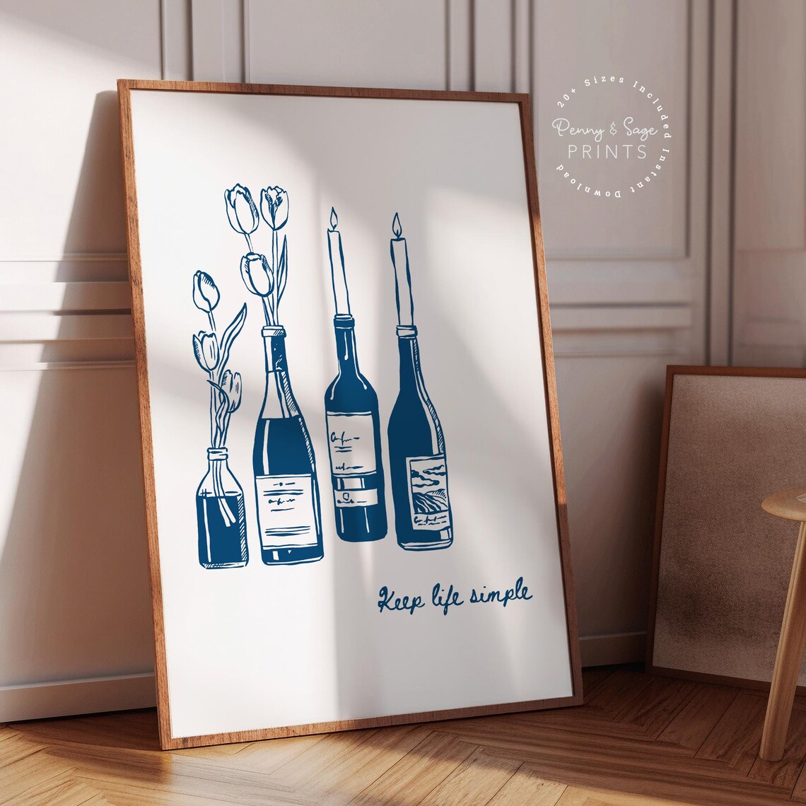 Romantic Wine Print, Retro Kitchen Bar Cart Poster - Image 2