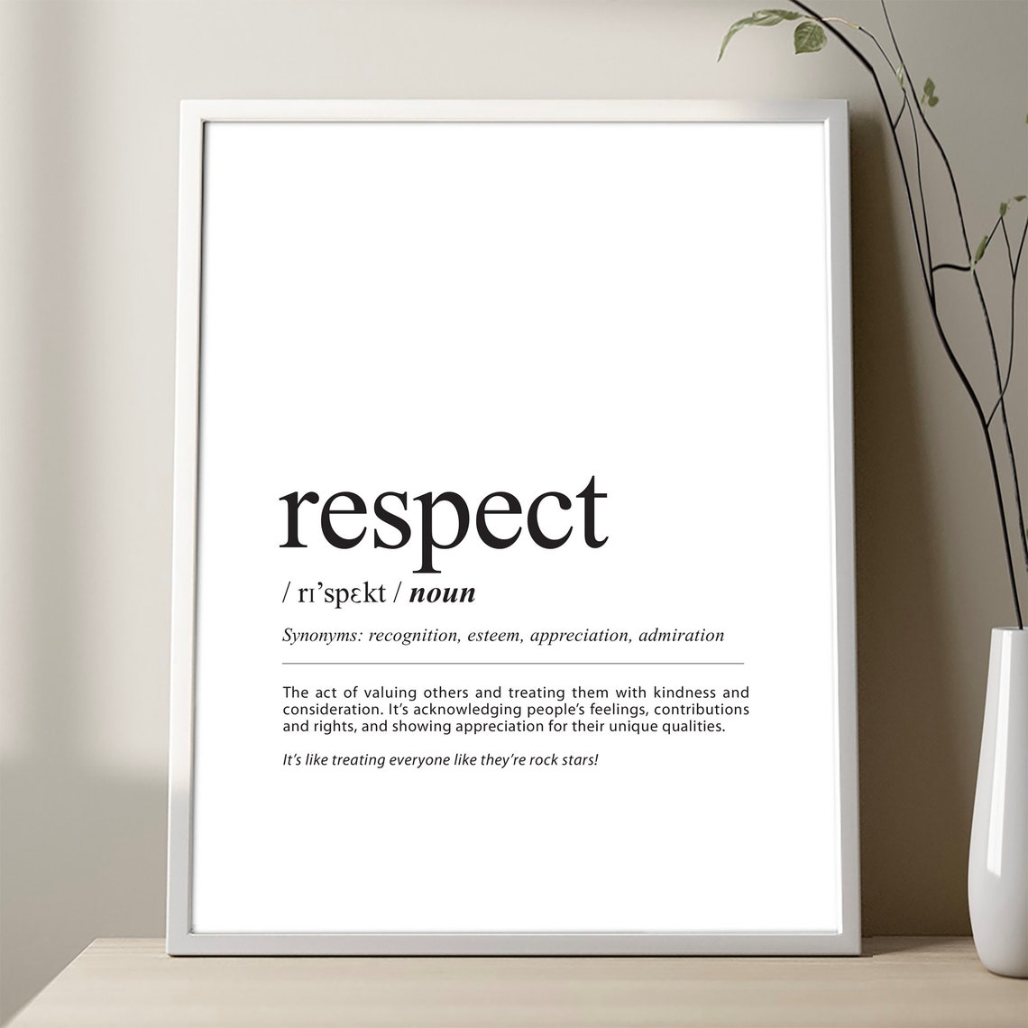 Respect Definition Inspirational Quote Minimalist Decor Poster