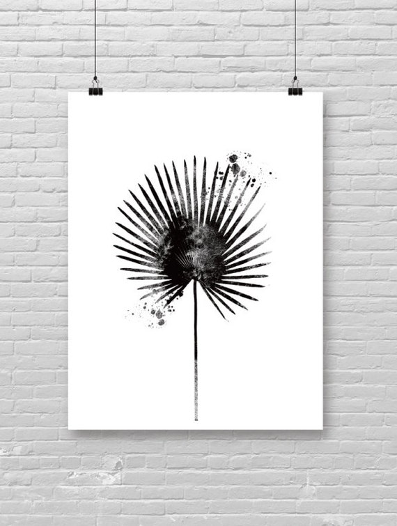 Fan Palm Tropical Poster Leaf Minimalist Print Botanical Leaves Modern Art