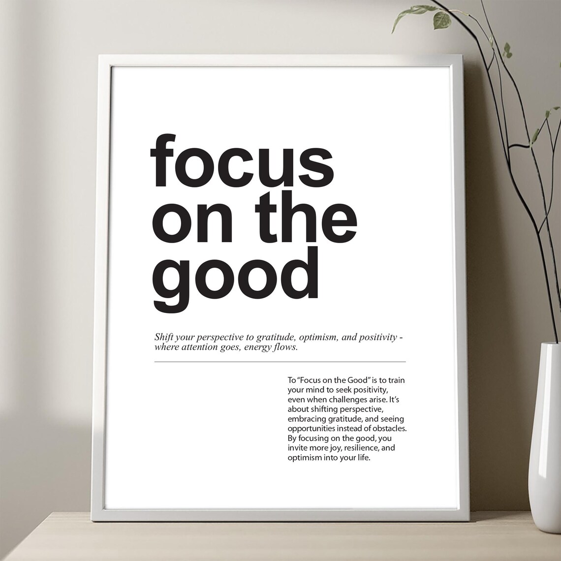 Focus On The Good Inspirational Definition Poster Gratitude Quote Typography