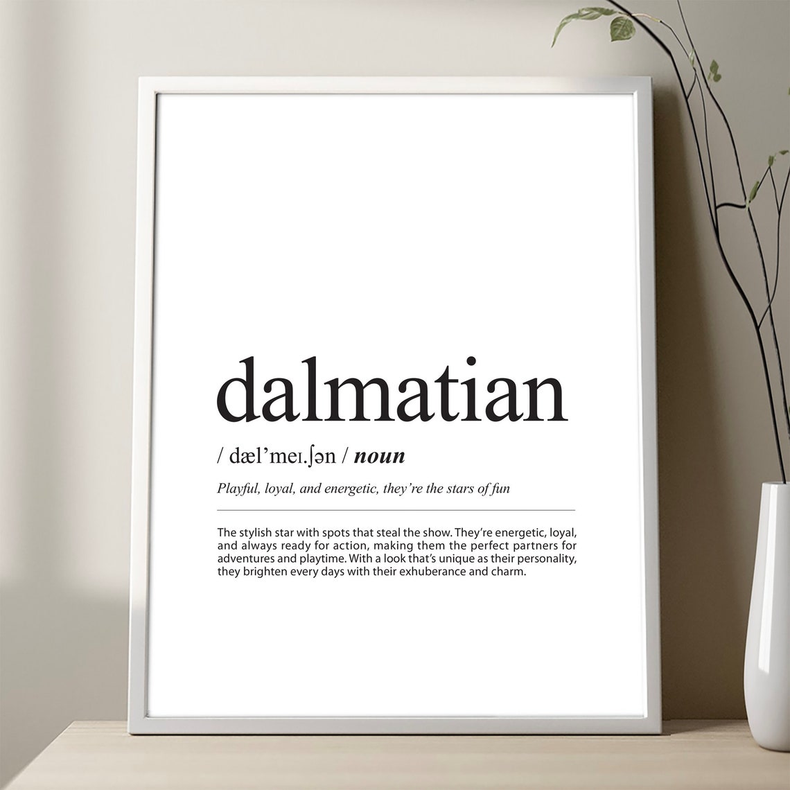 Dalmatian Definition Minimalist Dictionary Style Dog Lover Gift Poster