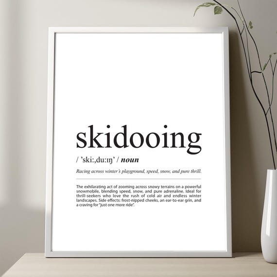 Skidooing Definition Poster Print Wall Decor Winter Sport Cool