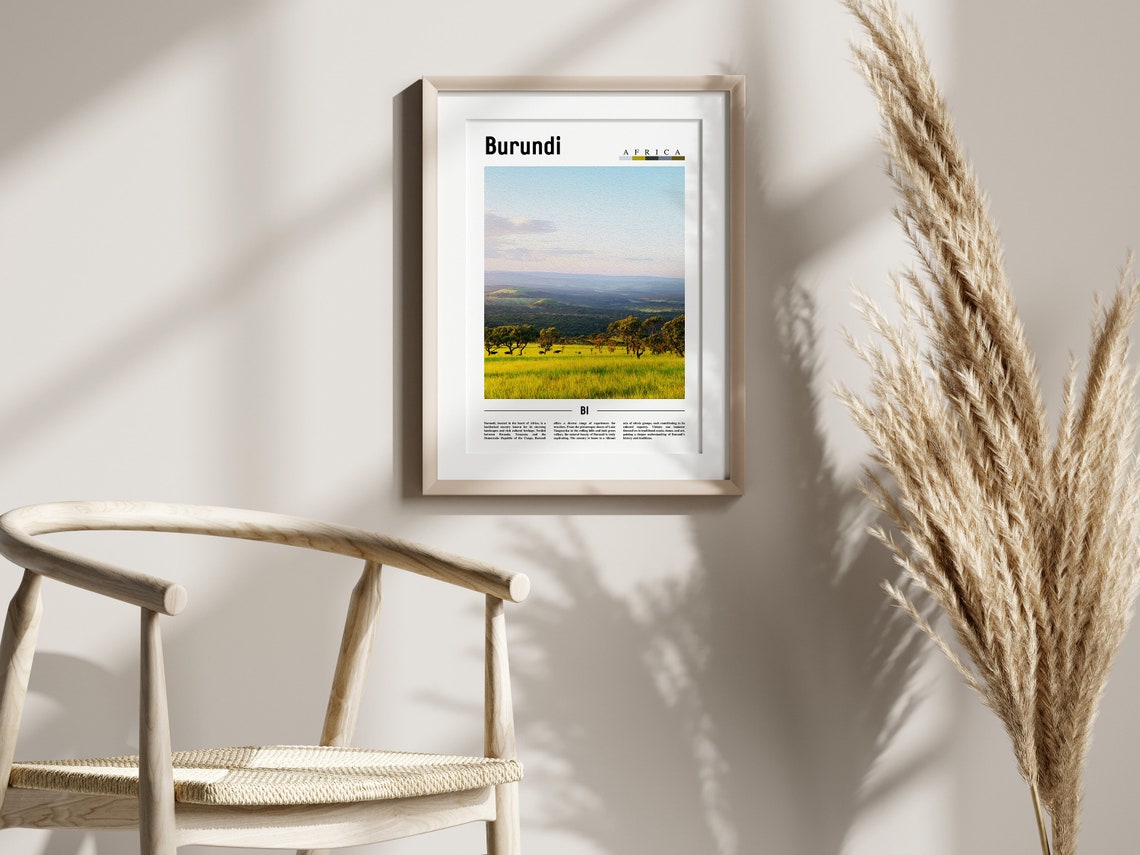 Burundi Poster Burundi Print Burundi Wall Art Minimal Travel Print Travel Destination Oil Painting Poster - Image 2
