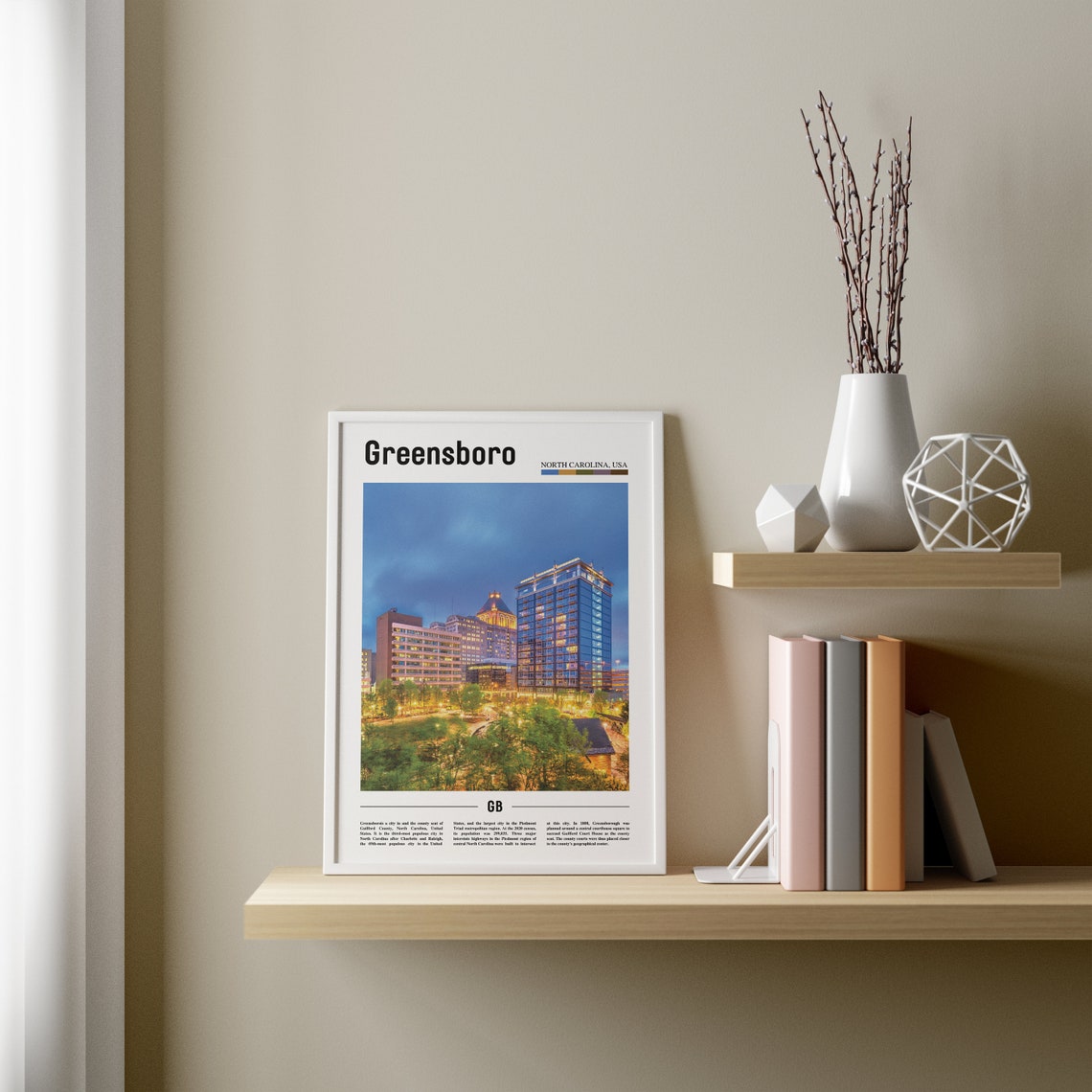 Greensboro Print Greensboro Poster Greensboro Wall Art Oil Painting Poster Colorful City Print City Artwork Travel Artwork Travel Art - Image 3
