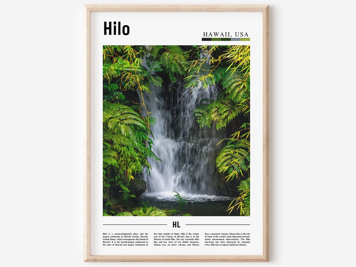 Hilo Print Hilo Poster Hilo Wall Art Minimal Travel Print Minimal City Poster Travel Destination Colorful City Print Oil Painting Poster